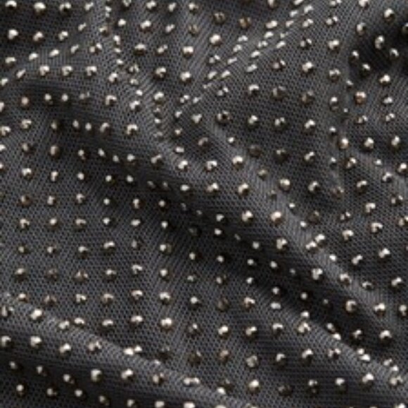 Rhinestone-embellished dress dark grey long sleeve mesh sz S H&M - Picture 12 of 16